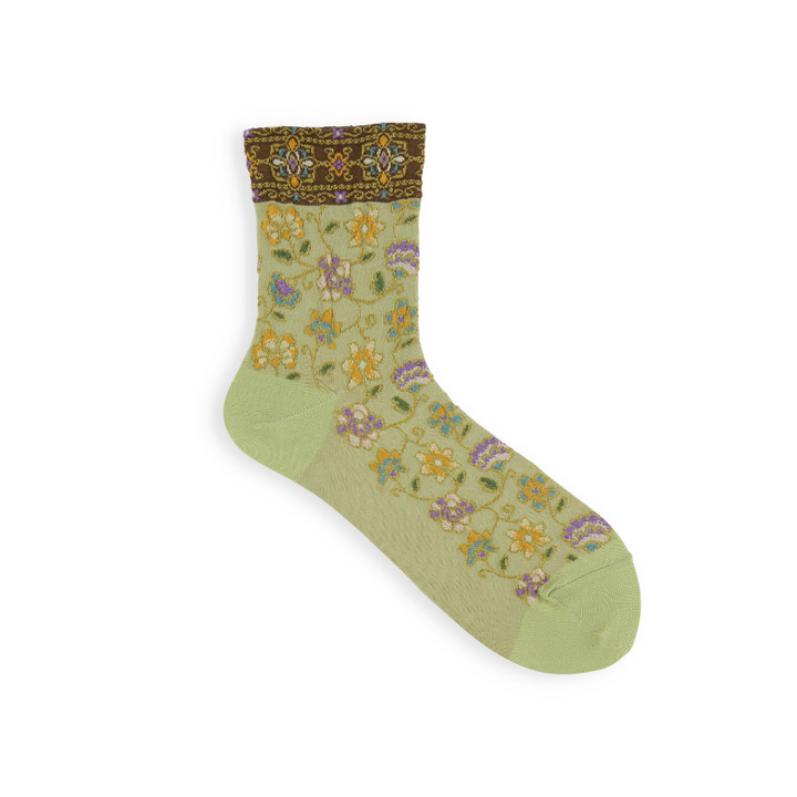 011130641 Float Oriental Flower Low Crew Socks