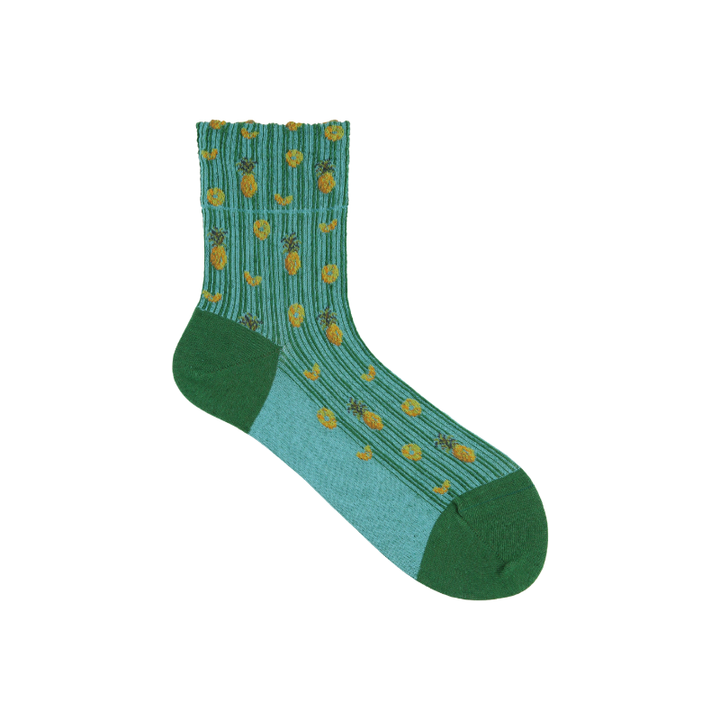011132038 Pineapple Tulle Low Crew Socks