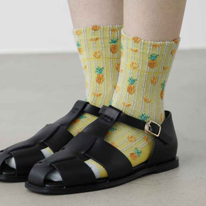 011132038 Pineapple Tulle Low Crew Socks