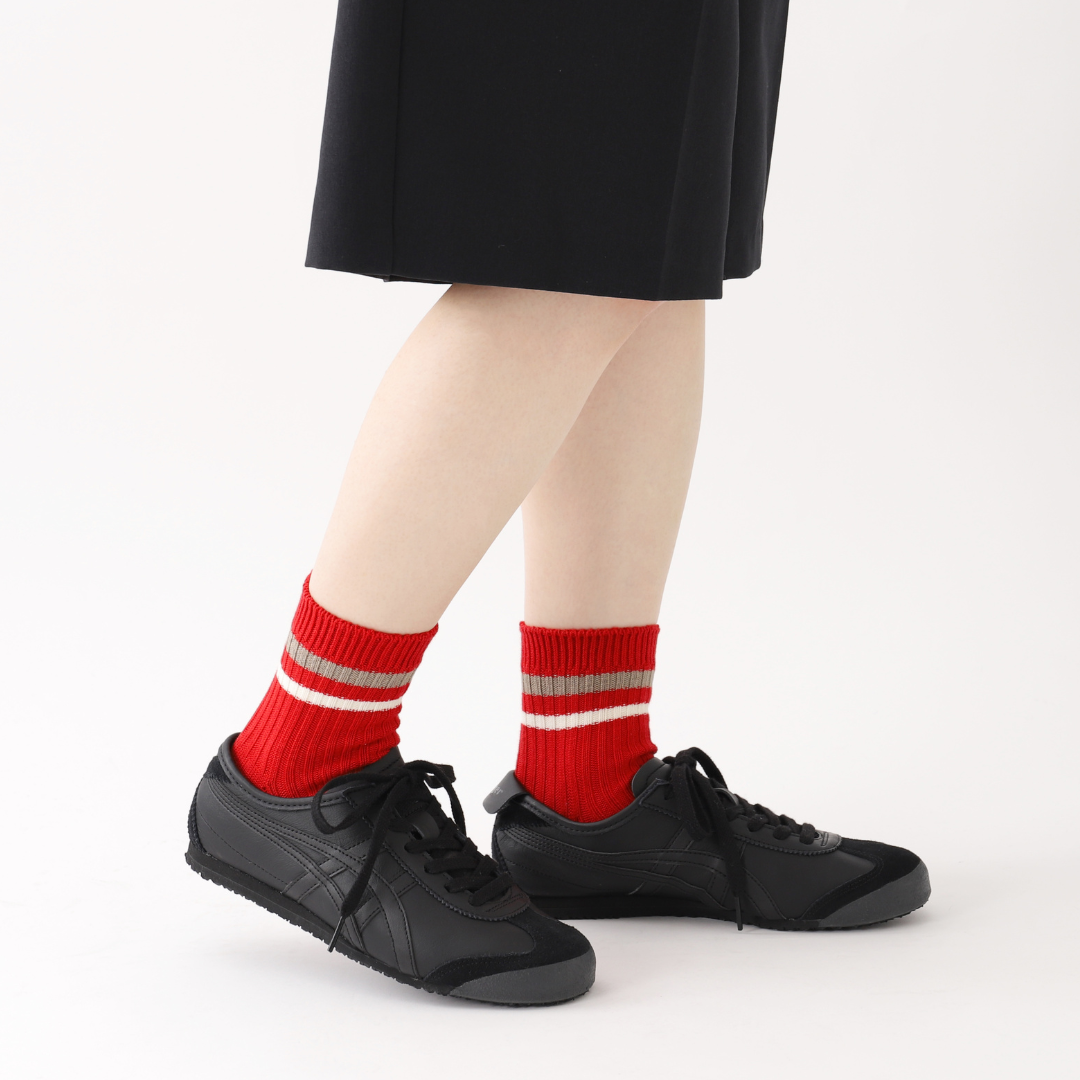 011132176 Bicolore Line Top Rib Ankle Socks
