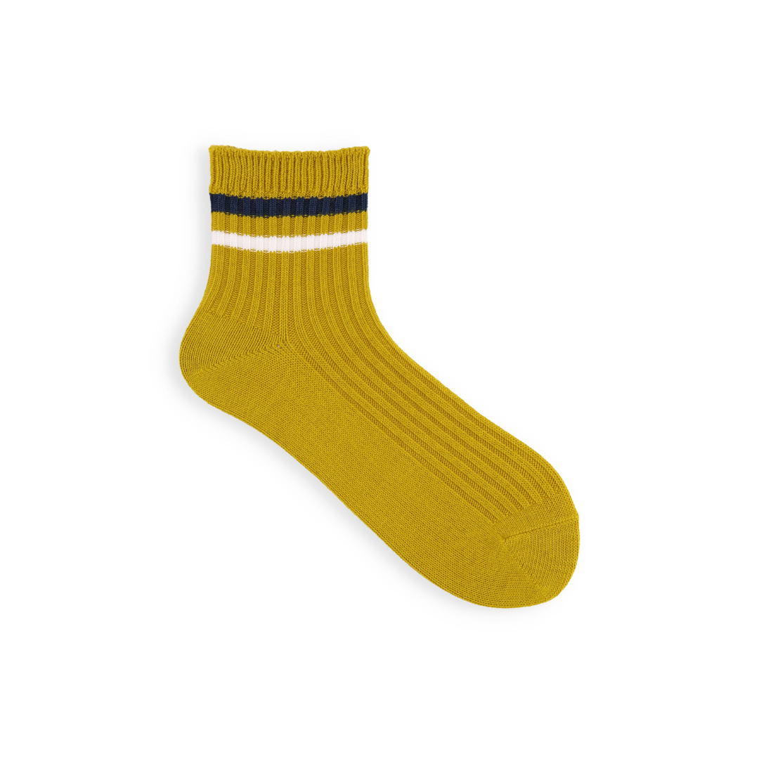 011132176 Bicolore Line Top Rib Ankle Socks