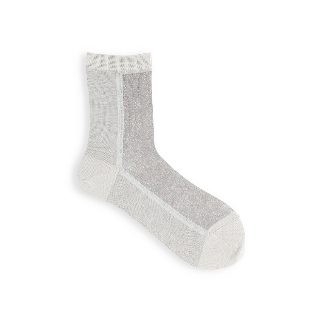 011132593 Sparkly Panel Bicolour Low Crew Socks