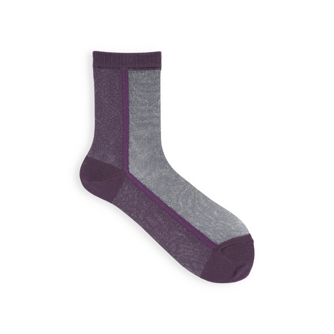 011132593 Sparkly Panel Bicolour Low Crew Socks