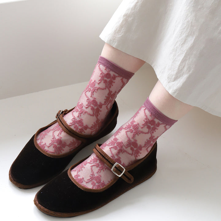 Sheer Flower Socks