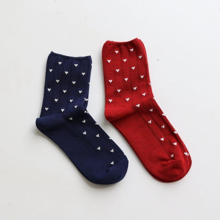 011132840 Small Hearts Rib Low Crew Socks