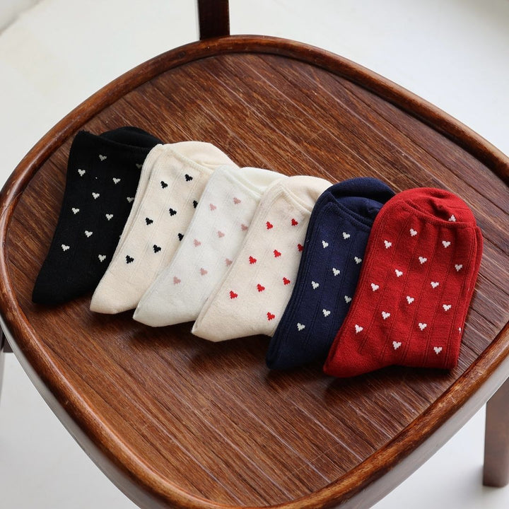 011132840 Small Hearts Rib Low Crew Socks