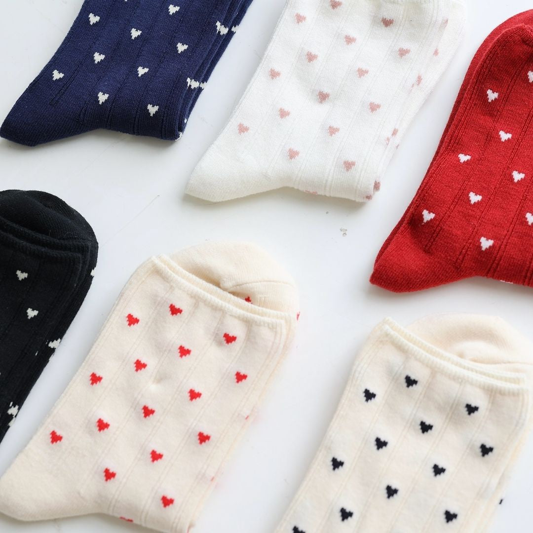 011132840 Small Hearts Rib Low Crew Socks