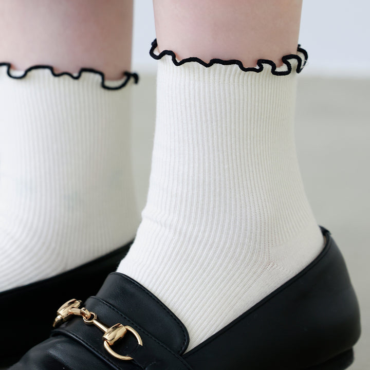 011132970 Top Merrow Fine Ribbed Low Crew Socks S