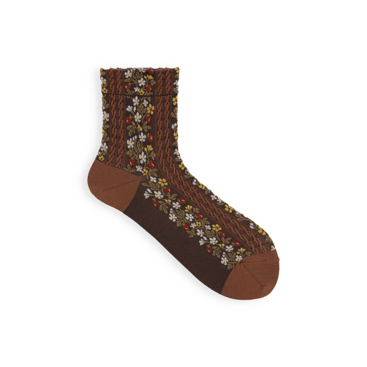 011133113 Flower & Strawberry Low Crew Socks