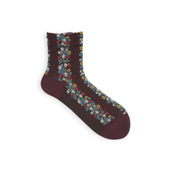 011133113 Flower & Strawberry Low Crew Socks