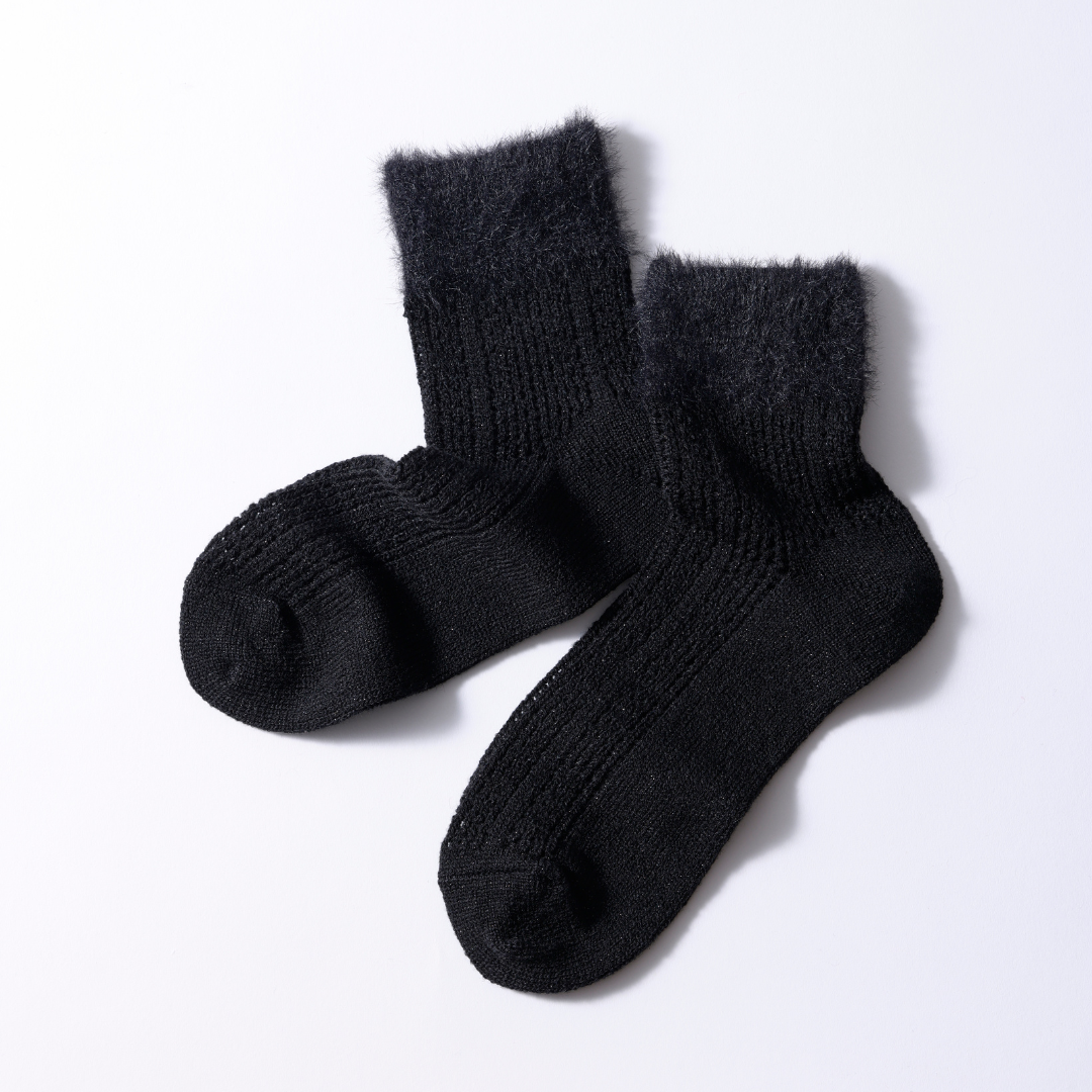 011133123 Sparkling Fuzzy Cuff Low Crew Socks