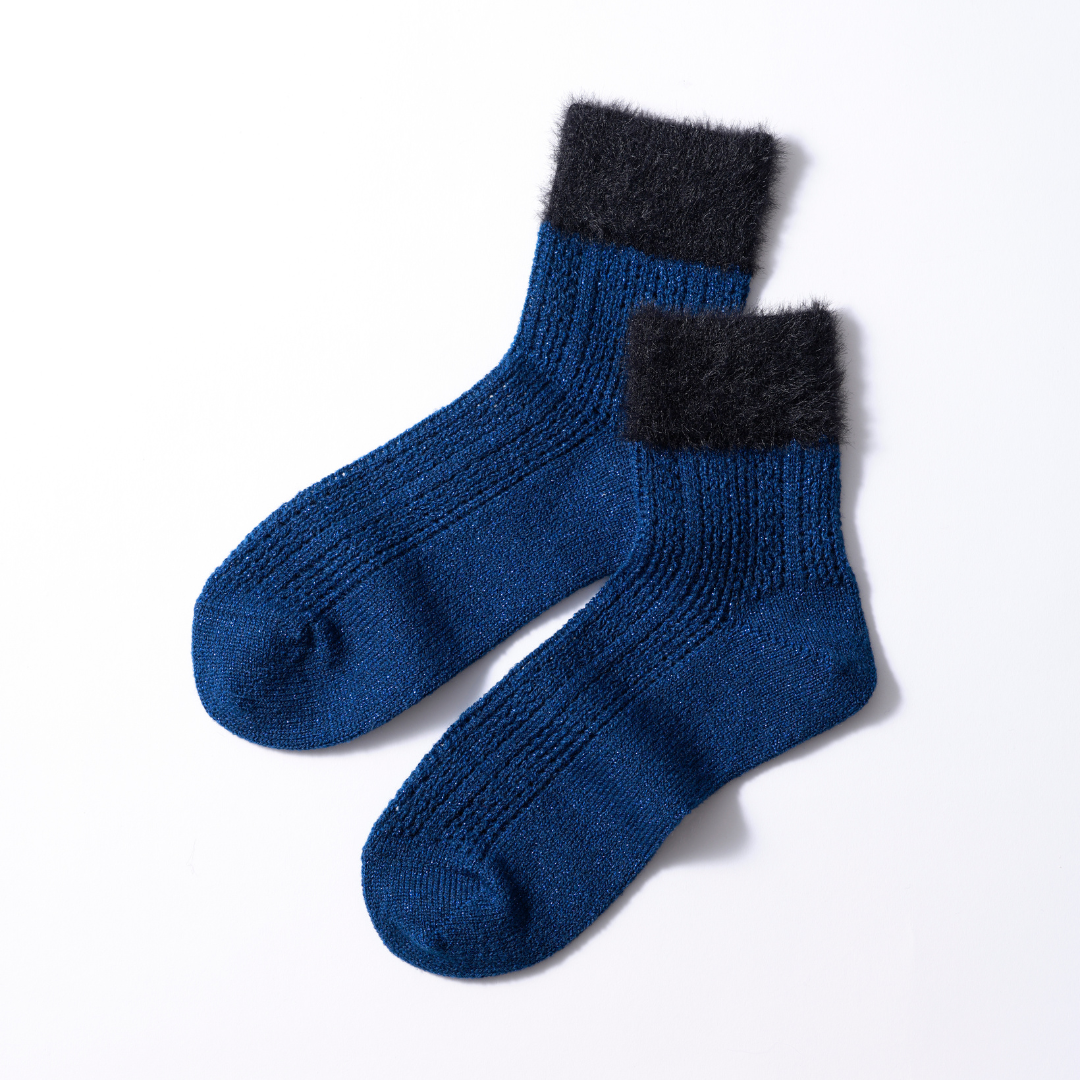 011133123 Sparkling Fuzzy Cuff Low Crew Socks