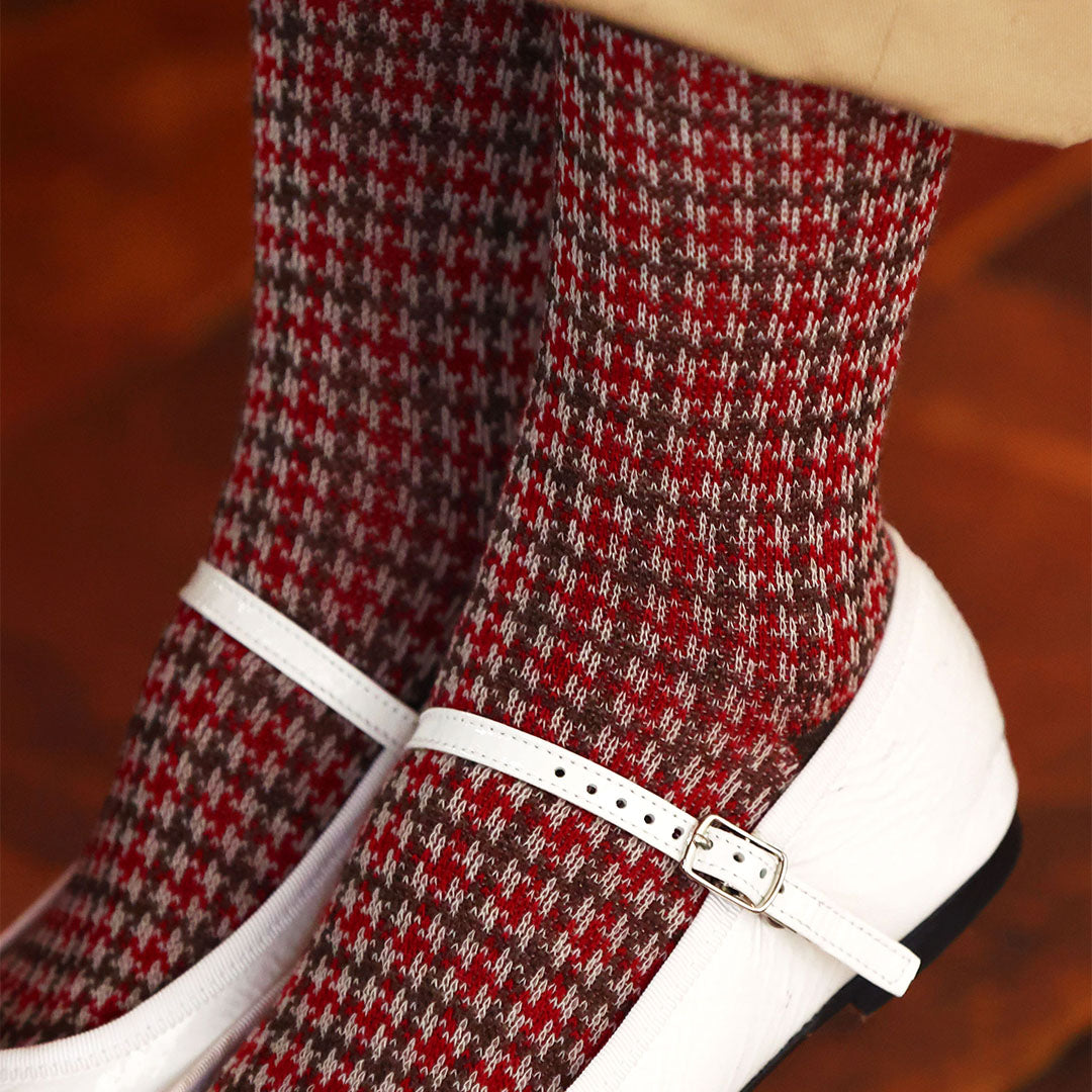 011140973 Wool Jacquard Gun Club Check Crew Socks