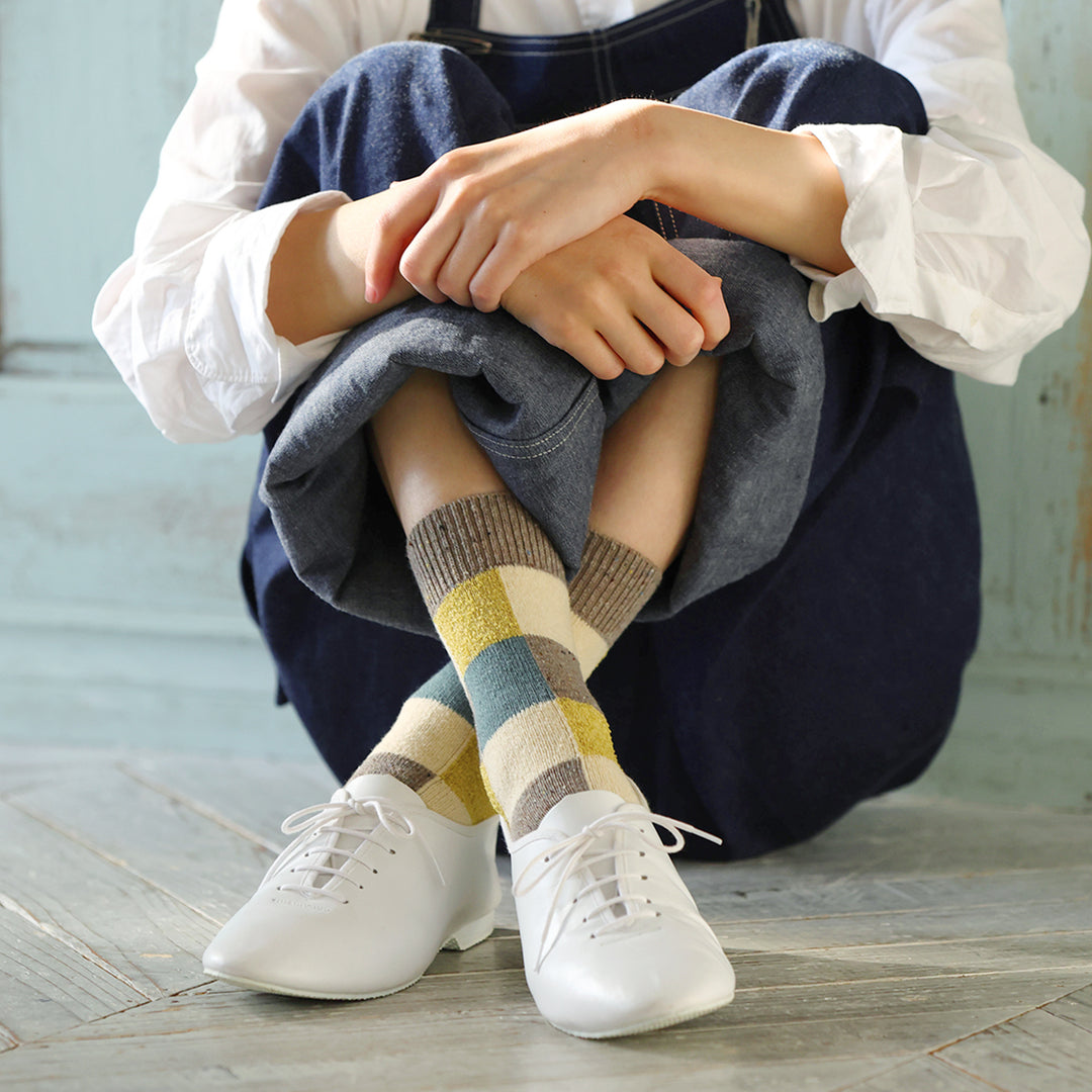 Brown Wool Patchwork Patterned Socks