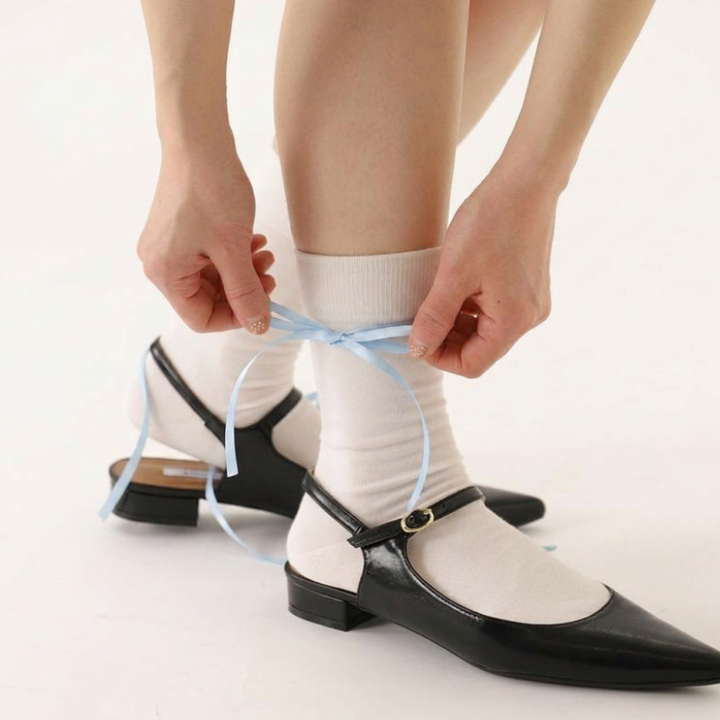 011141252 Satin Ribbon Crew Socks