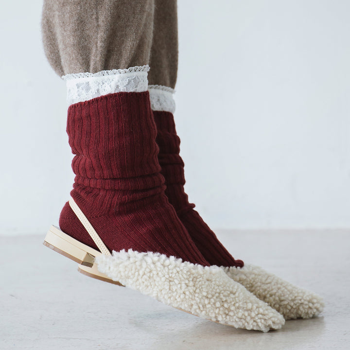 011141349 Wool/Cashmere Classic Ribbed Crew Socks