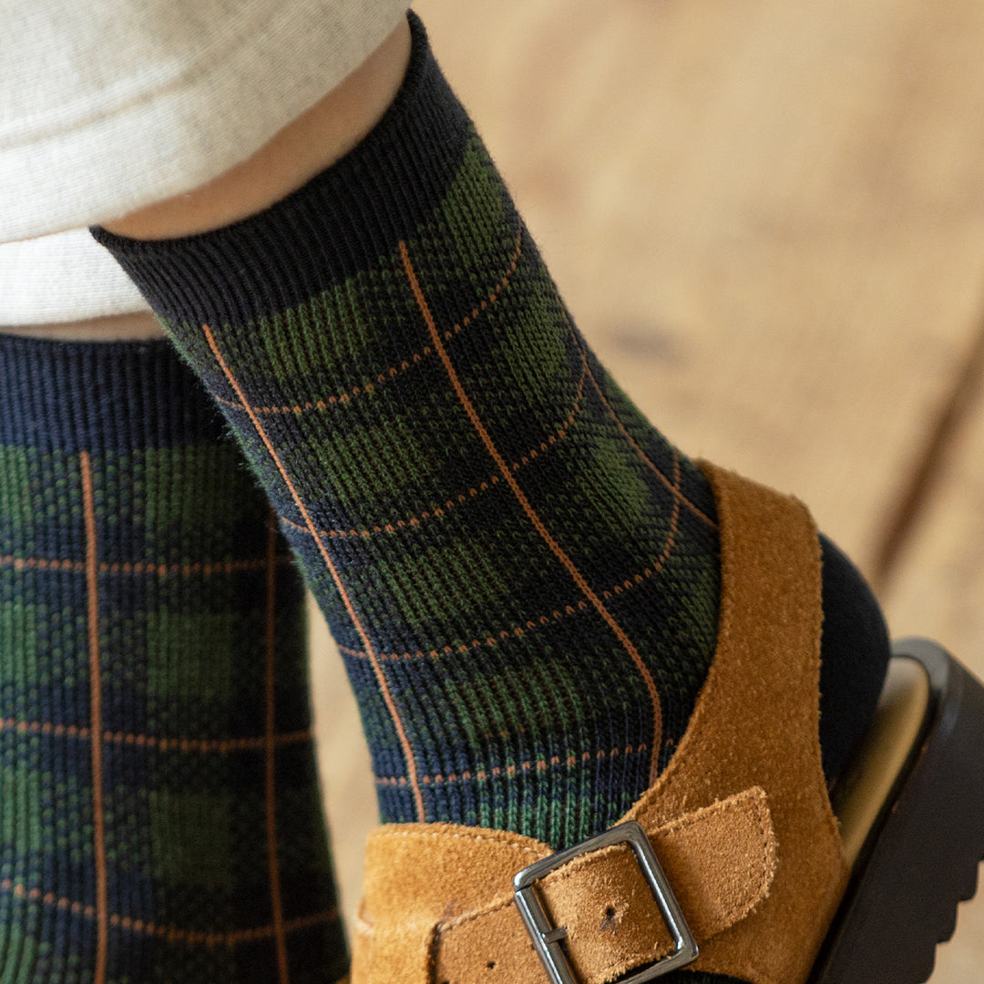 011141534 Jacquard Tartan Check Crew Socks