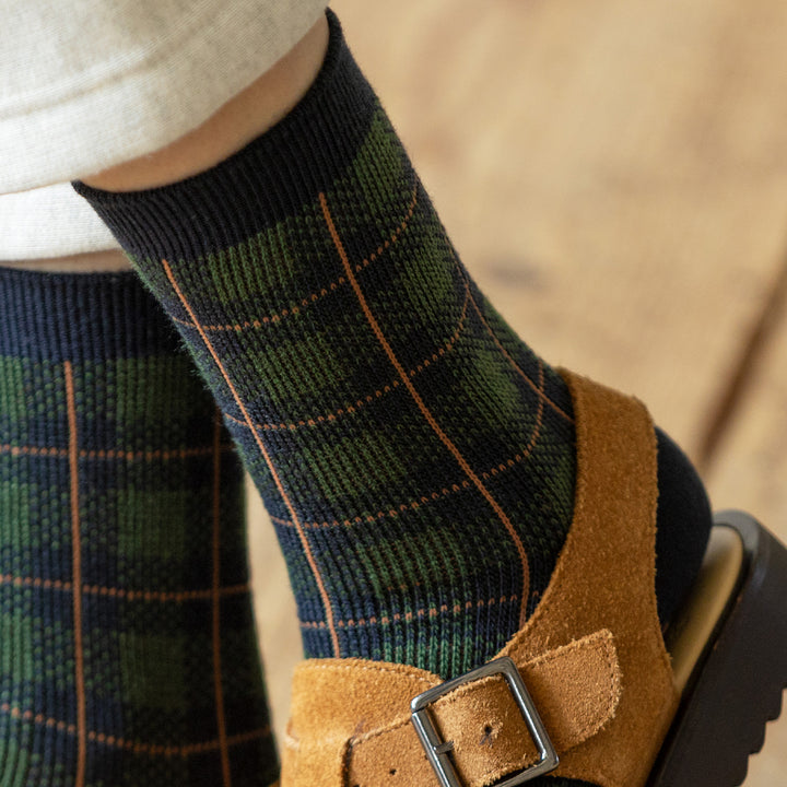 011141534 Jacquard Tartan Check Crew Socks