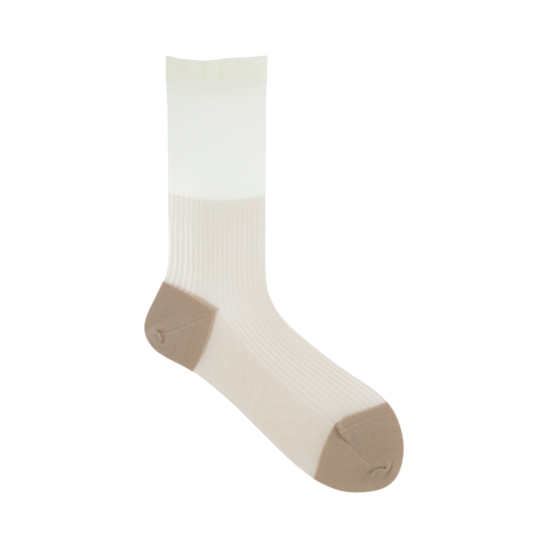 011141548 Sheer Bi-Colour Stripe Crew Socks