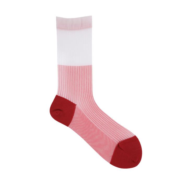 011141548 Sheer Bi-Colour Stripe Crew Socks