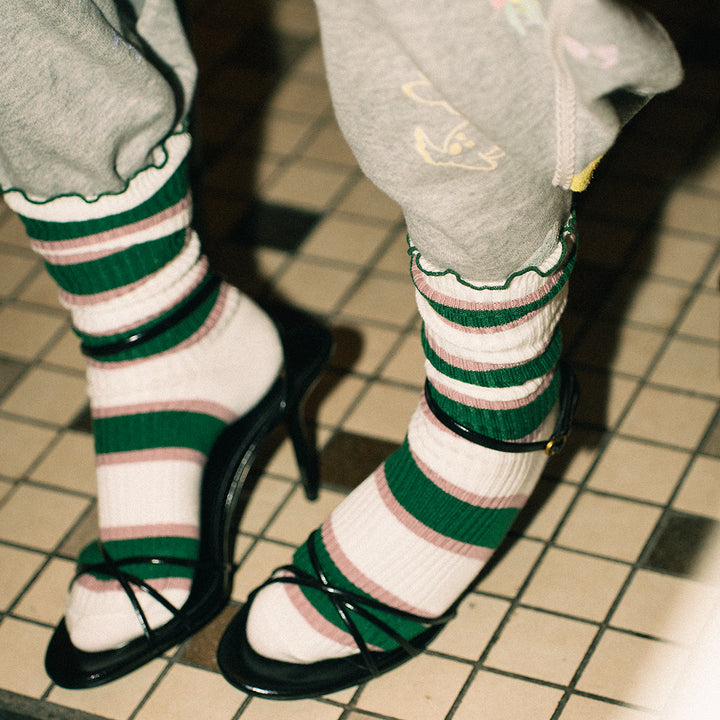011141564 Merrow Top Multi-Stripe Rib Crew Socks