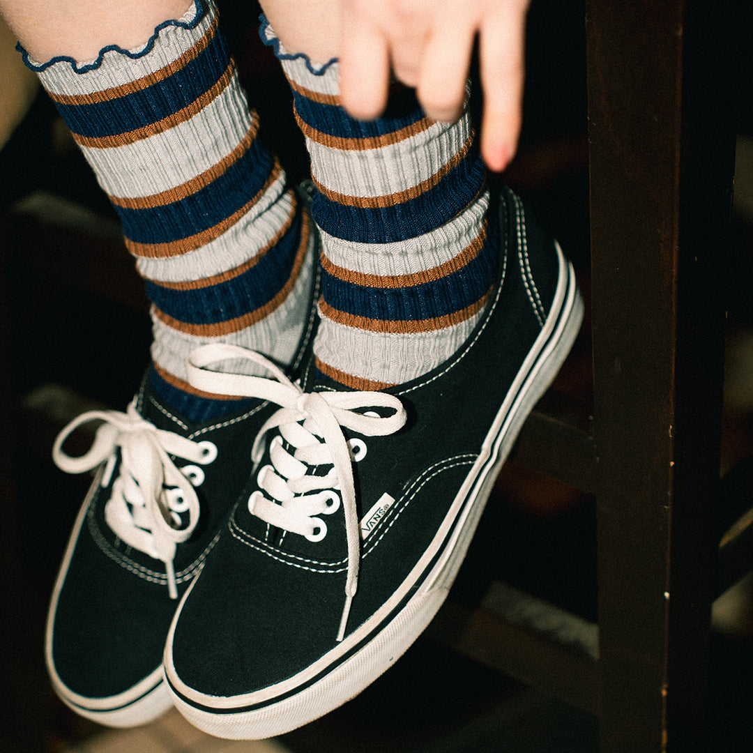 011141564 Merrow Top Multi-Stripe Rib Crew Socks