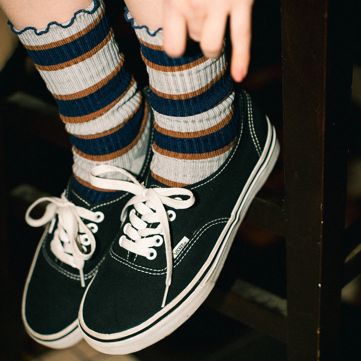 011141564 Merrow Top Multi-Stripe Rib Crew Socks