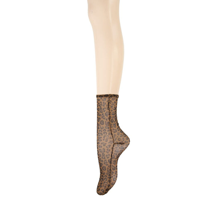 011141582 Leopard Tulle Printed Crew Socks