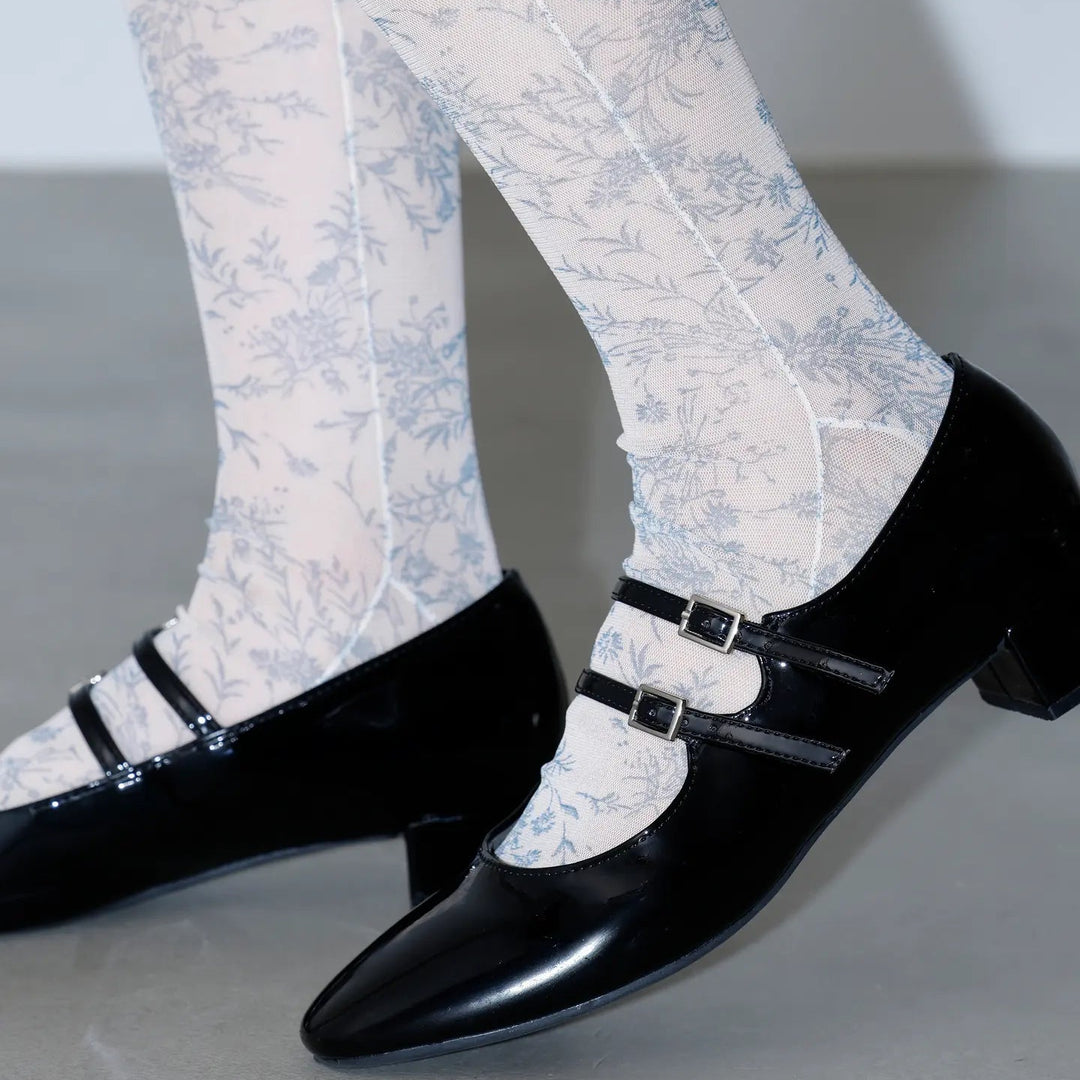 011141590 Flower Vine Sheer Crew Socks