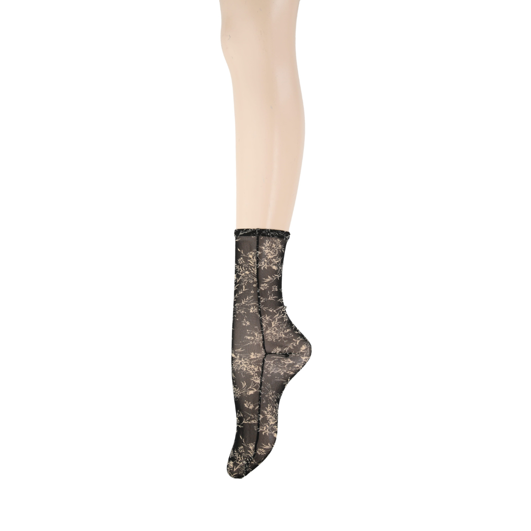 011141590 Flower Vine Sheer Crew Socks