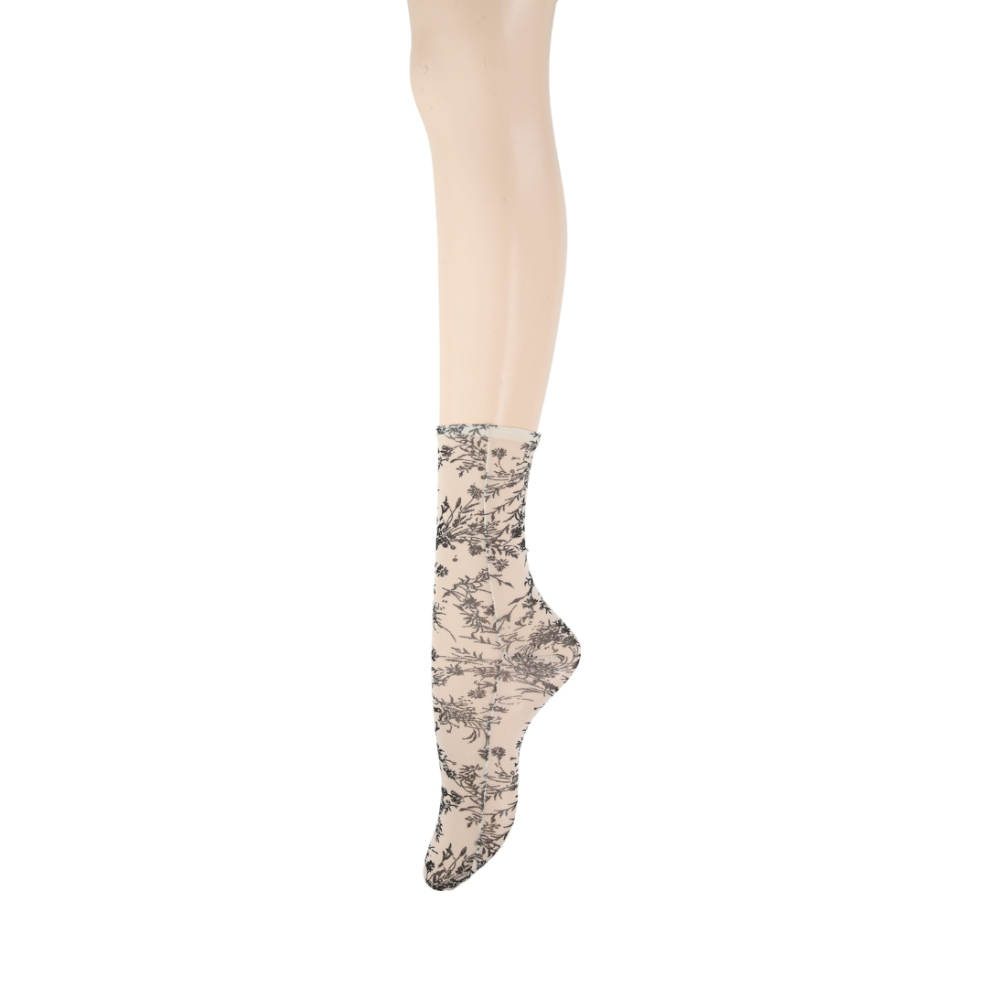 011141590 Flower Vine Sheer Crew Socks