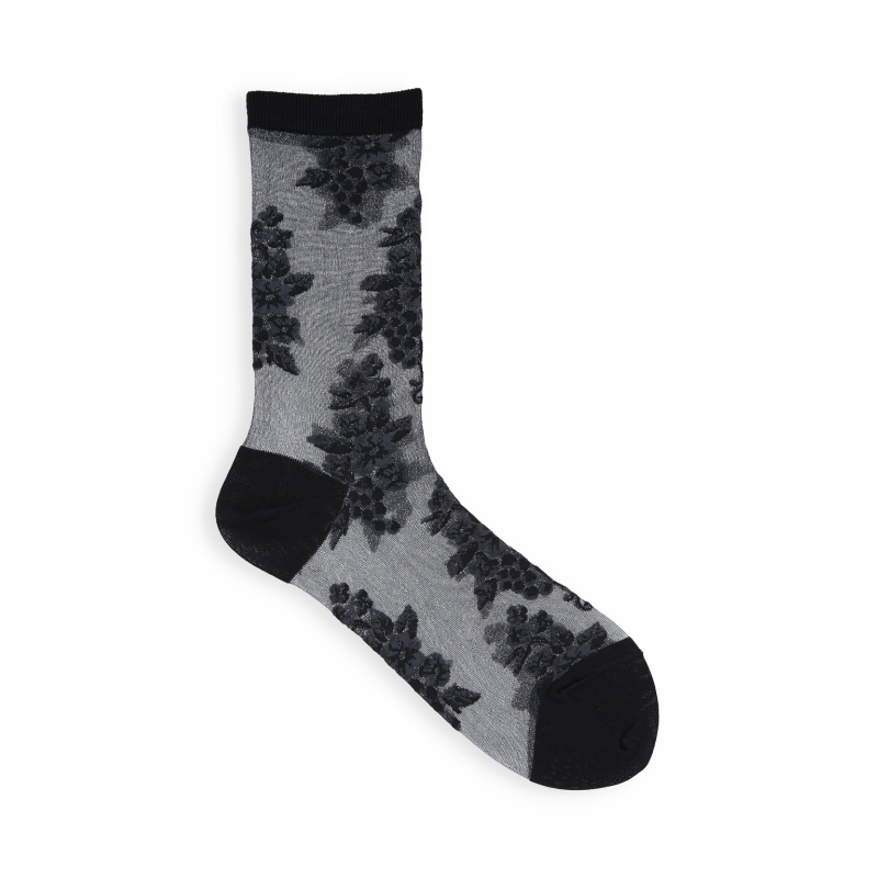 011141594 Sheer Vine Pattern Crew Socks