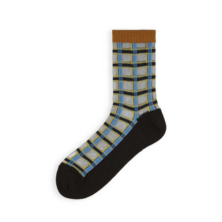 011141687 Sheer Check Warm-Sole Crew Socks