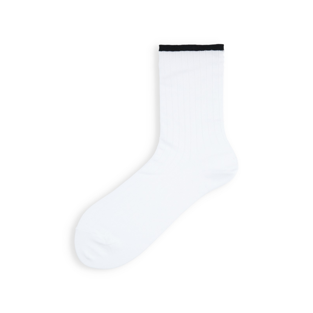 011141724 Contrast Top Rib Low Crew Socks