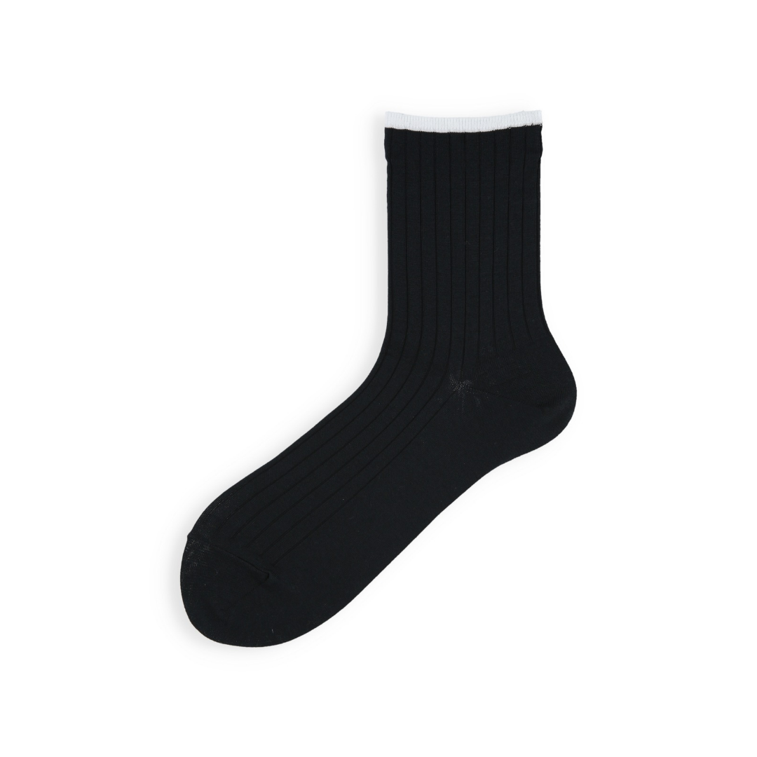 011141724 Contrast Top Rib Low Crew Socks