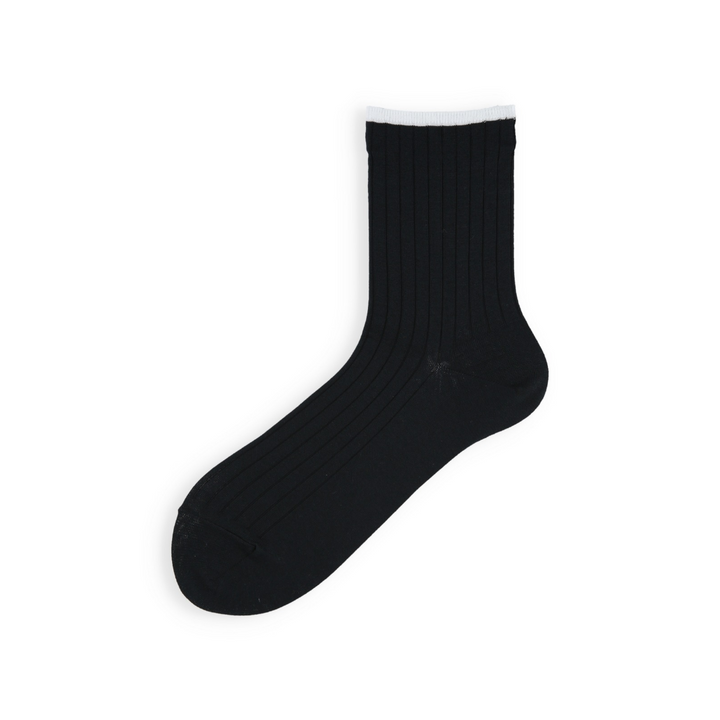 011141724 Contrast Top Rib Low Crew Socks