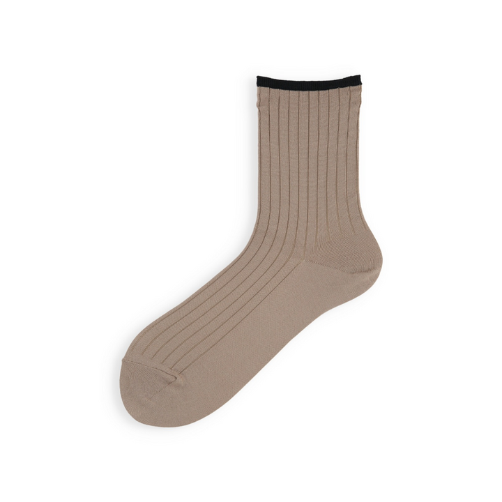 011141724 Contrast Top Rib Low Crew Socks
