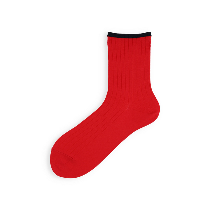 011141724 Contrast Top Rib Low Crew Socks
