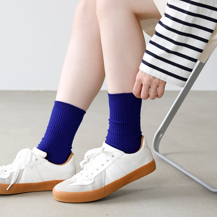 011144590 Classic Ribbed Plain Crew Socks S