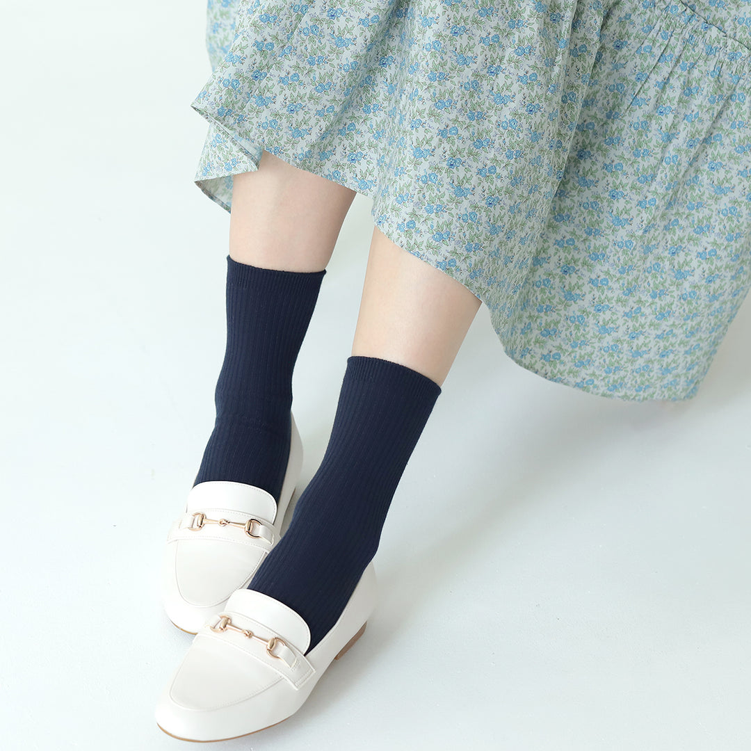 011144590 Classic Ribbed Plain Crew Socks S