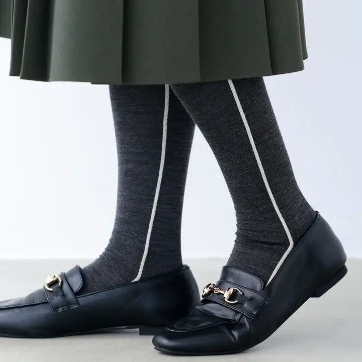 011170112 Merino Wool Glitter Line Knee High Socks