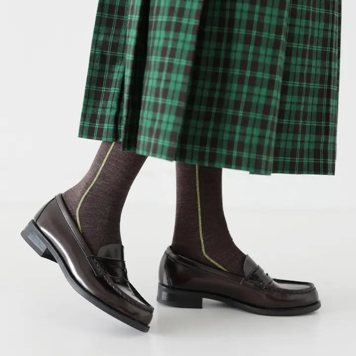 011170112 Merino Wool Glitter Line Knee High Socks