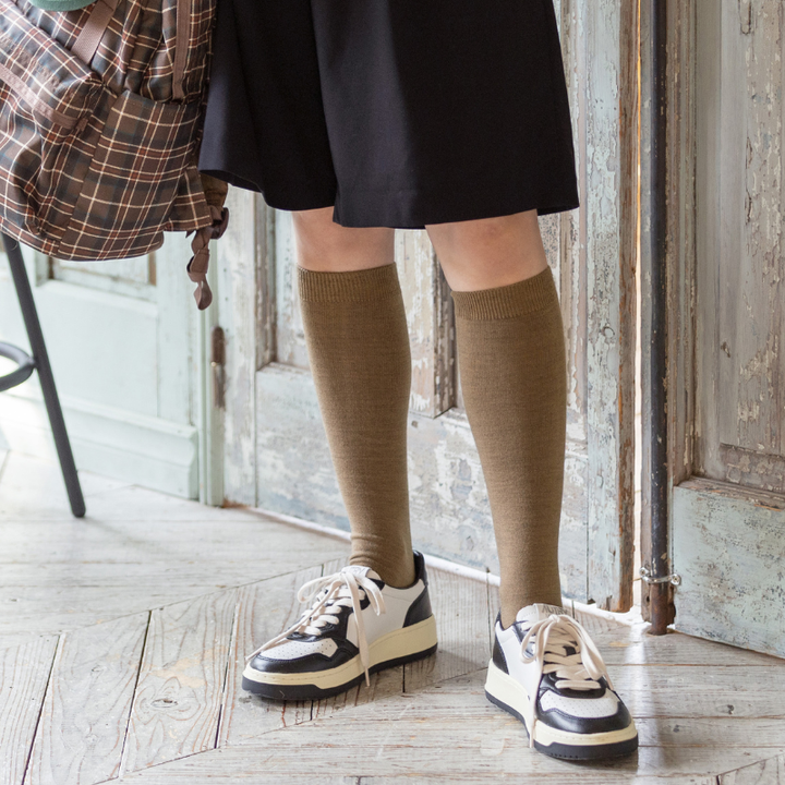 011170136 Merino Wool Mix Plain Knee High Socks