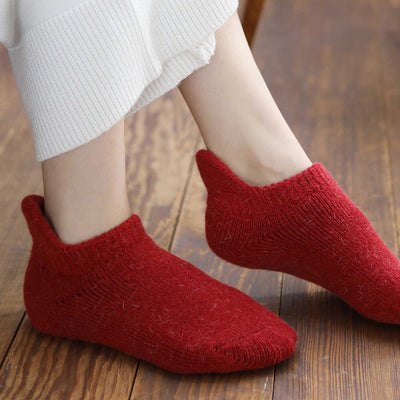 Red Soft Wool Slipper Socks for Women