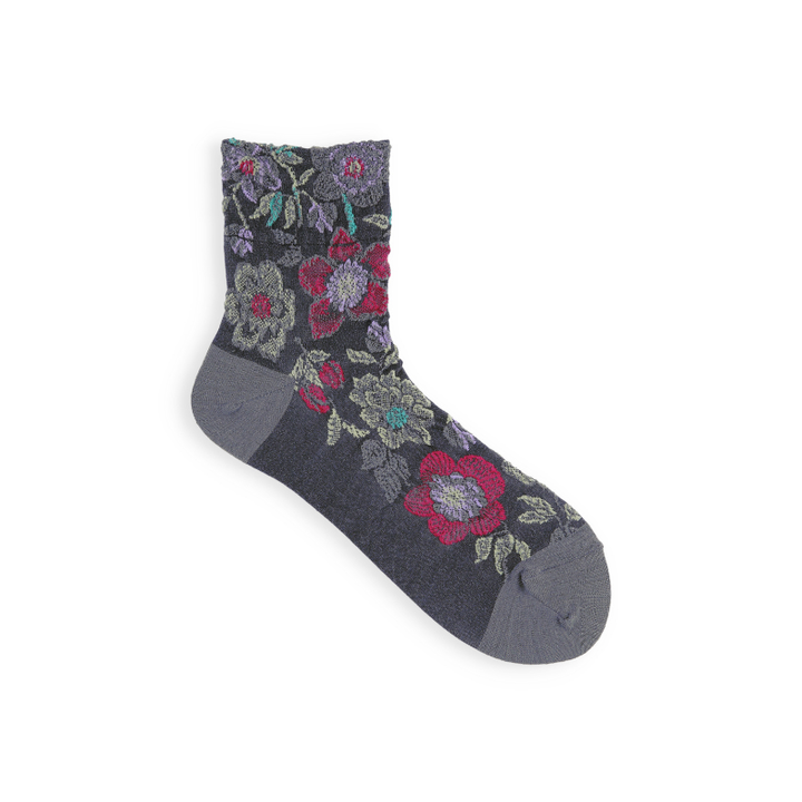 021130268 Wool Blend Christmas Rose Low Crew Socks