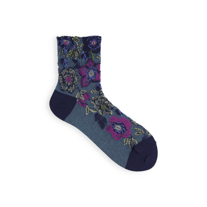 021130268 Wool Blend Christmas Rose Low Crew Socks