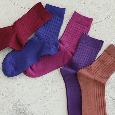 Plain Colourful Ribbed Socks