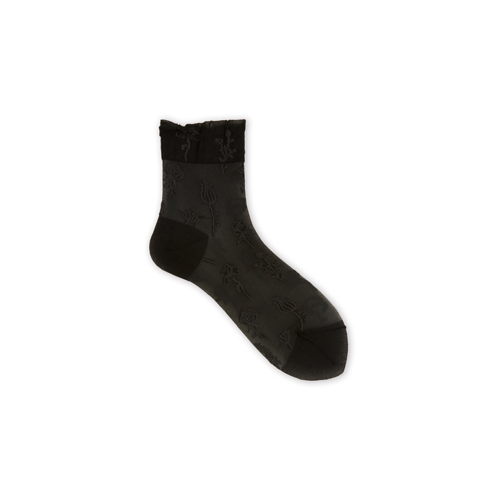 021131659 Sheer Soft Top Flower Low Crew Socks