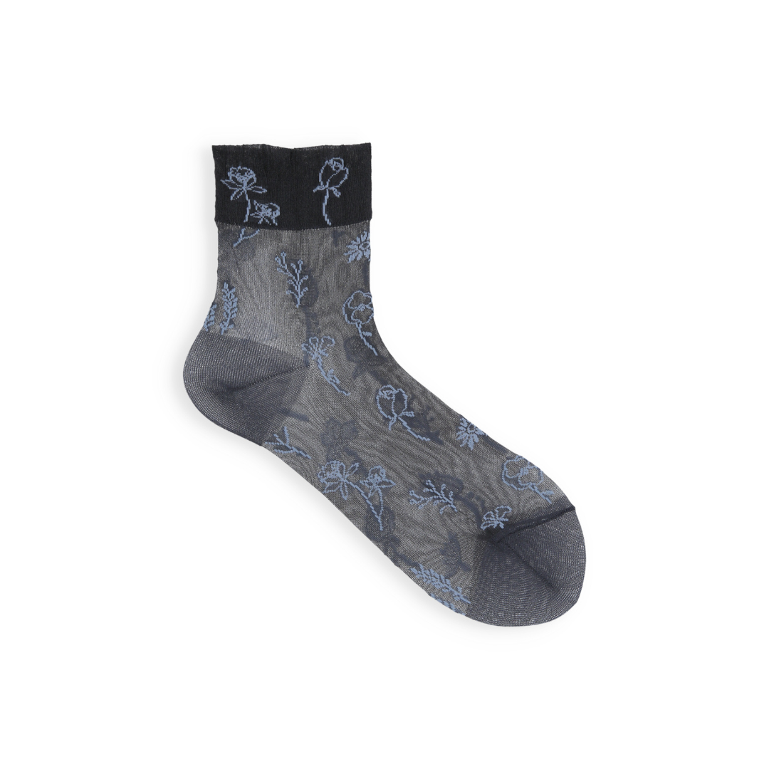 021131659 Sheer Soft Top Flower Low Crew Socks