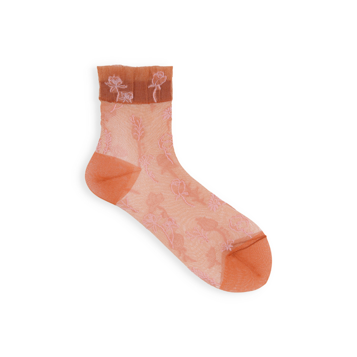 021131659 Sheer Soft Top Flower Low Crew Socks